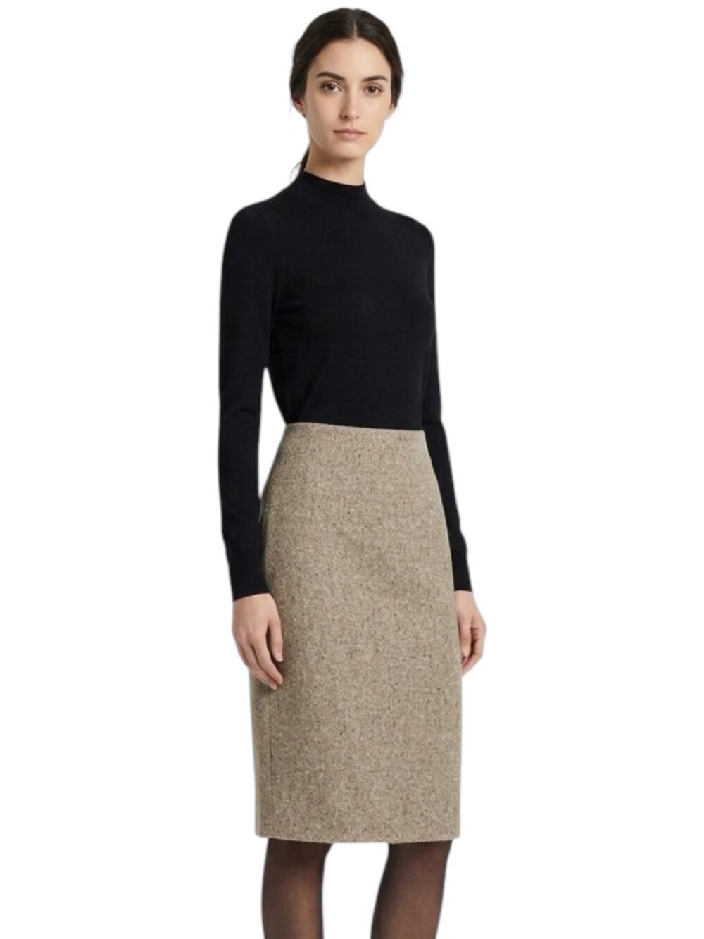 Escada Elements Beige Brown Tweed Virgin Wool Cashmere Rock Skirt NWT New 40 - 8